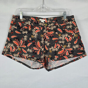 H&M Shorts Women's 12 Black Colorful Paisley Mom Style Rolled Hem